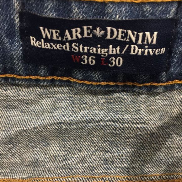 BUFFALO by David Bitton Men's 36/30 Relaxed Straight Stretch Leg Jeans Crinkled - Picture 5 of 6